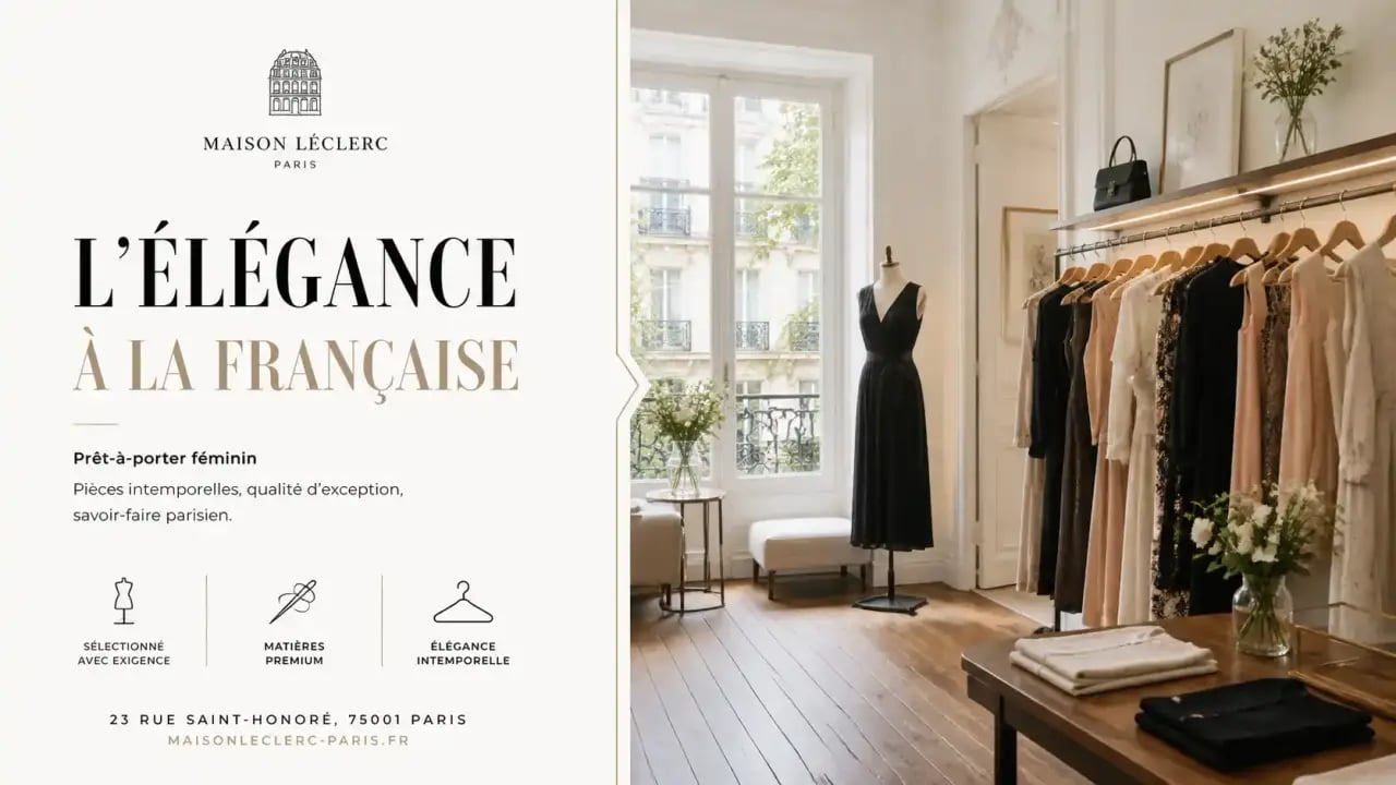 Intérieur d'une boutique de robe femme à Paris, sélection de pièces élégantes.
