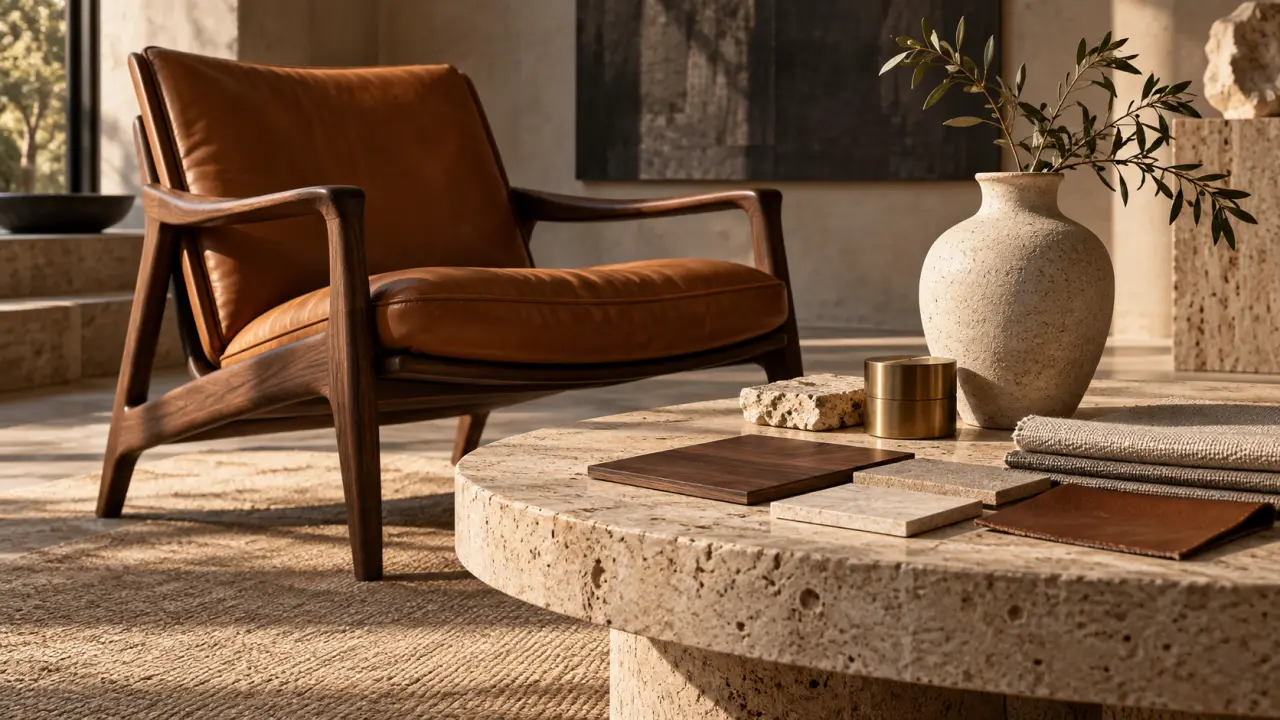 Pièce design aux matières nobles présentée dans un intérieur élégant